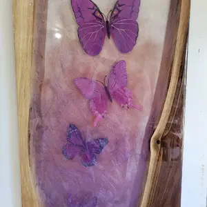 Epoxy and Black Walnut Butterfly River Hanging Wall Art Decor