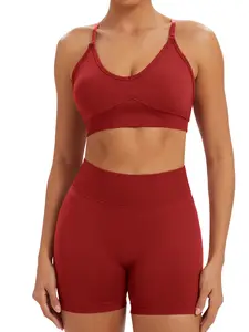 Seamless Crossback Sports Bra for Women, Elastic Breathable Enhance Casual Sportswear, Soft Fabric, All Seasons, Sporty Style