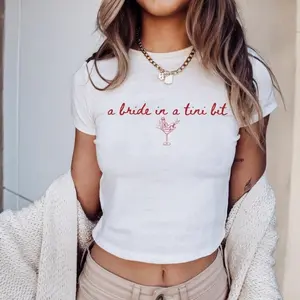 A Bride in a Tini Bit Bride Shirt, Espresso Martini Themed Future Mrs Shirt, Tini Bit Engaged, Bridal Shower Gift Idea, Fiance Baby Tee y2k
