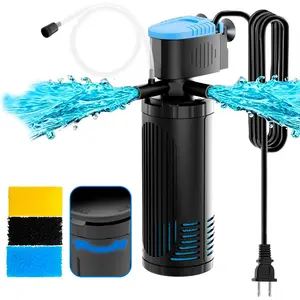 225GPH Internal Aquarium Filter, 3-Stage Fish  Filter with Dual Outlets & Aeration, Water Flow Adjustable Turtle Filter for 20-70 Gallon Tanks