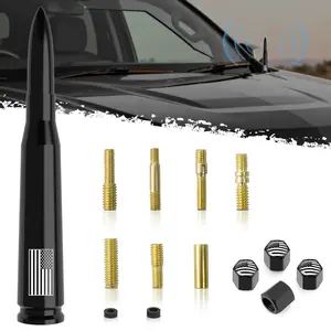 DIBMS American Flag 50 Cal Bullet Antenna - Compatible with Ford F-Series, Super Duty, Ford Raptor and Mustang Trucks, Anti-Theft, Black, Hood Side or Roof, Radar Detector Car Gadgets Tps Sensor