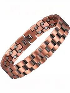 Men's Copper-Color Bracelet, Magnetic Copper Bracelet with Double Row Magnets, Includes Adjuster, Casual Style, All Seasons Wear