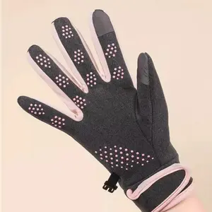 Household women's gloves for autumn and winter, with lining and thickening for warmth and windproof, suitable for cycling, touch screen operation, anti-slip, and outdoor riding