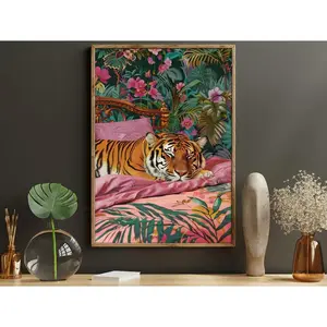 Tropical Animal Wall Art Artistic Cotton Canvas Print Minimalist Home Decor Matte Finish 2:3 Aspect Ratio Customizable Ornaments for Living Room