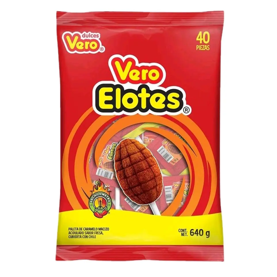Vero Elotes, Hard candy lollipop coverede with chili bag with 40 pieces