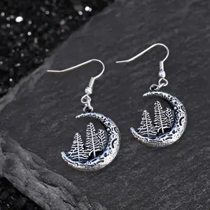 GTHIC Nordic Forest Moon Stainless Steel Viking Earrings for Women Vintage Jewelry Accessories Birthday Gift