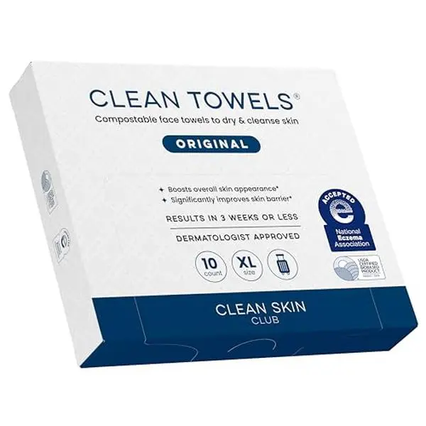 Clean Skin Club Clean Towels XL®, Travel Pack 100% USDA Biobased Disposable Face Towel, Eczema Association Accepted,Dry Wipes, TSA-Approved Travel Essential,1 Pack, 10 Ct Total