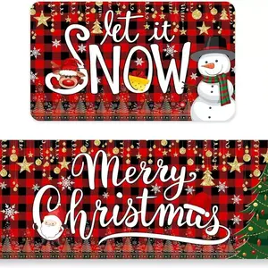Christmas Kitchen Mat | Soft, Absorbent, Non-Slip & Oil-Proof | Perfect Holiday Decor & Gift! door fall home wall snowman design large carpet ruggable  dupe