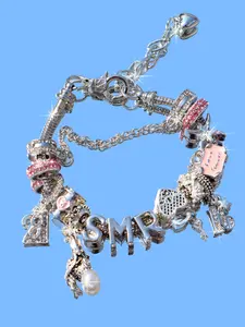 Vintage Heart Charm Bracelet, Number 16 21 Bracelet, Mermaid Heart Bracelet, Travel Souvenir Bracelet, Birthday DIY Bracelet, Letter Link Bracelet