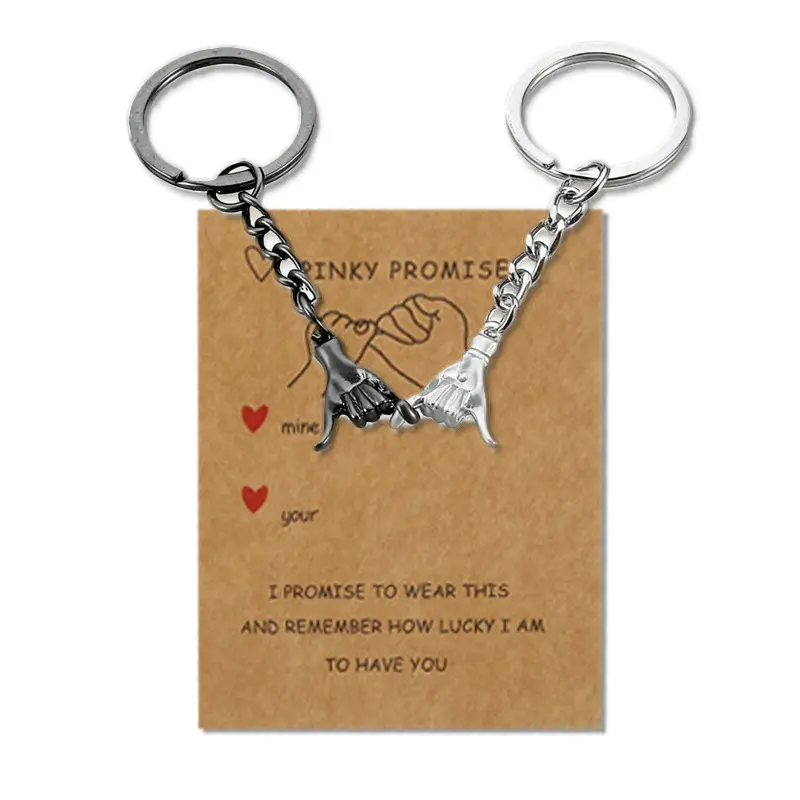 Pinky Promise Magnetic Couple Keychain Set - Anti-Rust Zinc Alloy Hand-Shaped Pendants, Scratch-Resistant Durable Star Keychains, Romantic Gift for Anniversary, Valentine's Day
