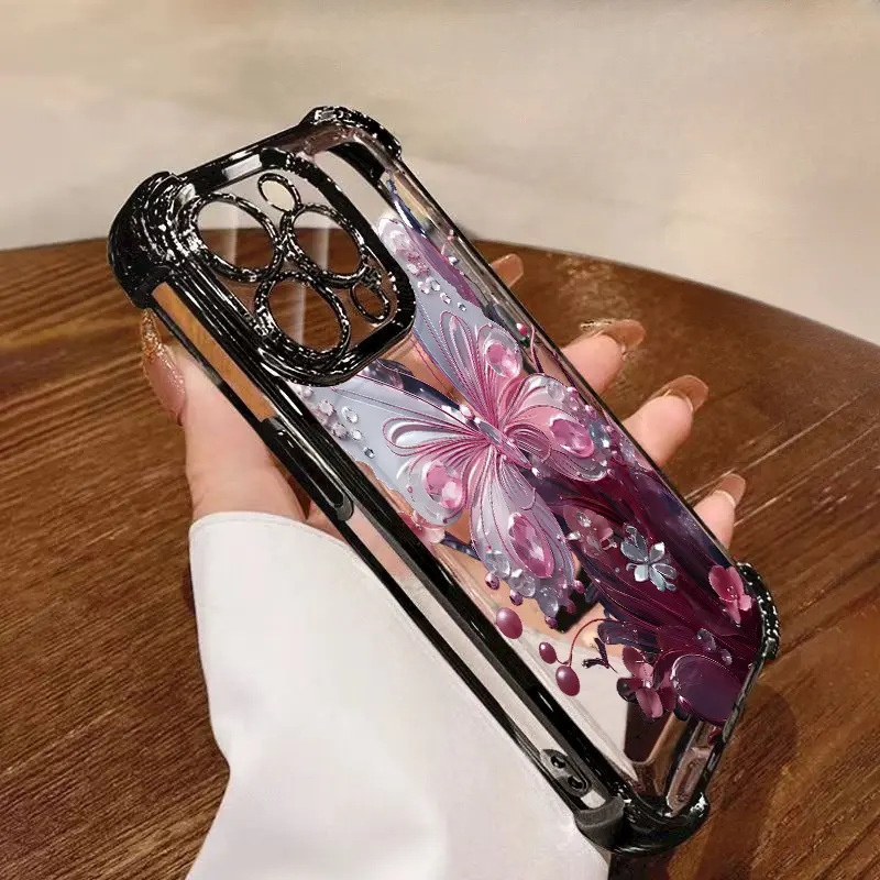For Redmi 13C 14C 12C 10 13 A3 9C 9T 13X 9A 10A 10C 9 A2 A1 Note 12 13 9 11 10 9S 10S 11S Pro Max Poco C75 C61 M3 X5 X3 Pro C55 Fashion Fantasy Butterfly Anti-Fall Frame Case