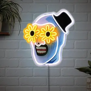 Art The Clown Terrifier Neon Sign,Scary Movies Decorative Neon Light,USB Powered Single Color LED Wall Decor For Halloween Parties And Decorations, Lighting And Decor Accessory Gift