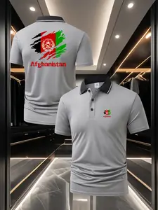 Sophisticated Men's Afghanistan Flag Theme Polo Shirt - Front & Back Dual Print Soft & Breathable Top Perfect for Sports Fitness & Daily Casual Wear