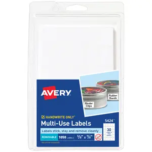 Avery Multi-Use Removable Labels, 5/8" x 7/8", White, Non-Printable, 1,050 Blank Labels Total (5424)