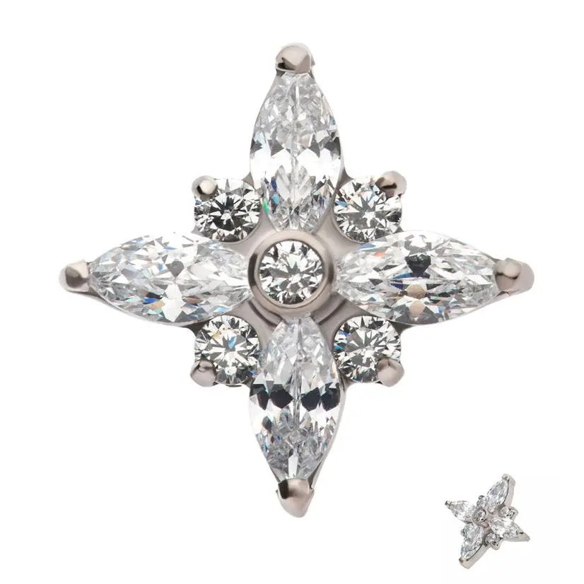 North Star CZ Threadless Titanium Top