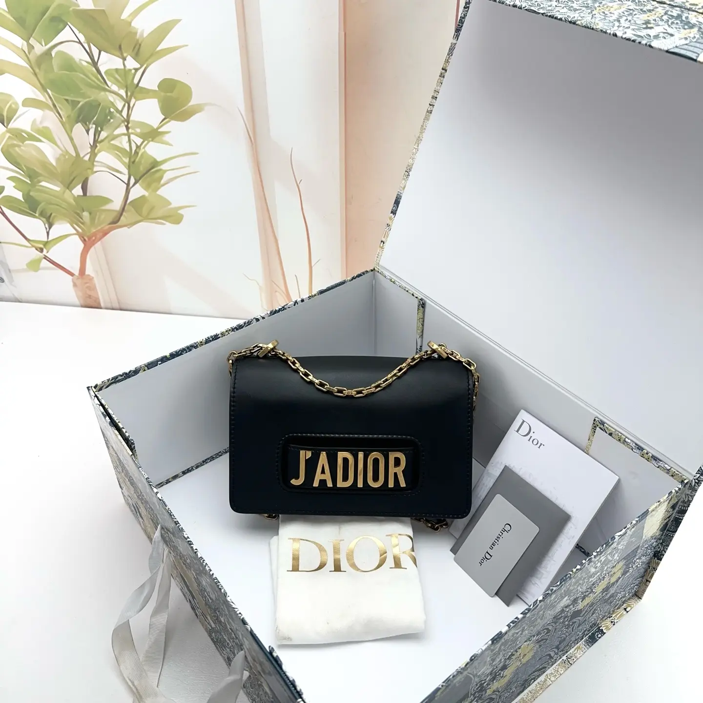 Pre-owned Dior Black Smooth Leather J’ADIOR Flap Chain Shoulder Bag 0727luna 24002457