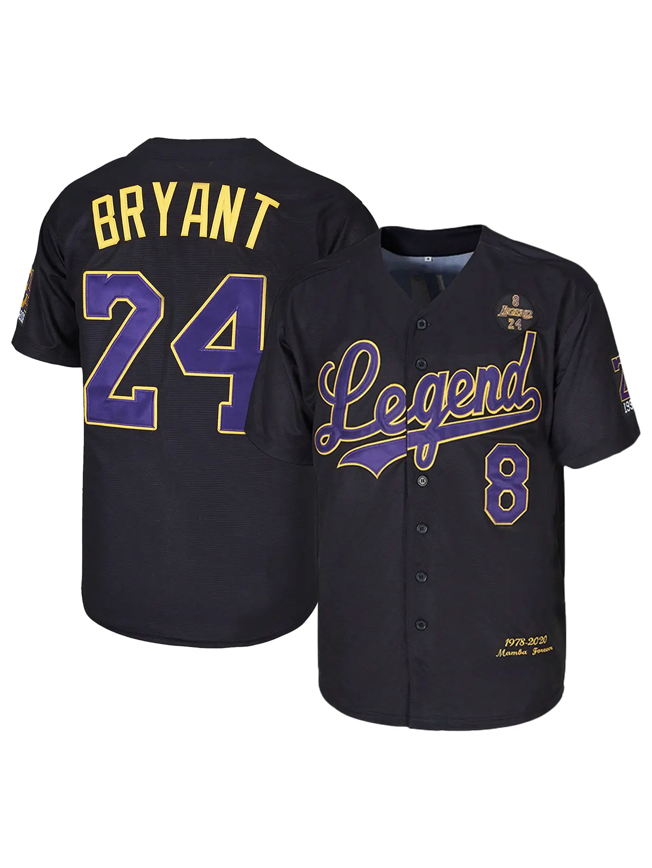 Men's #8-24 Bryant Legend Forever 1996-2016 Baseball Jersey，Letter Embroidery Baseball Clothing，Fan Commemorative Gift