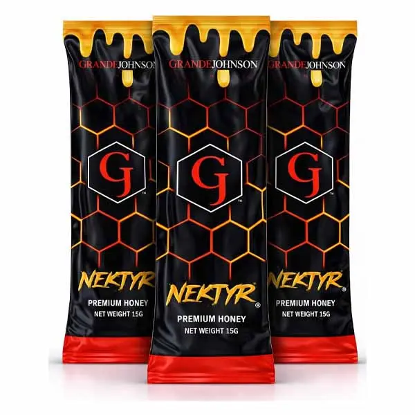 Grande Johnson - Nektyr - Organic Premium Natural Pure Honey with Jelly Bee Pollen - 15g (Pack of 3)
