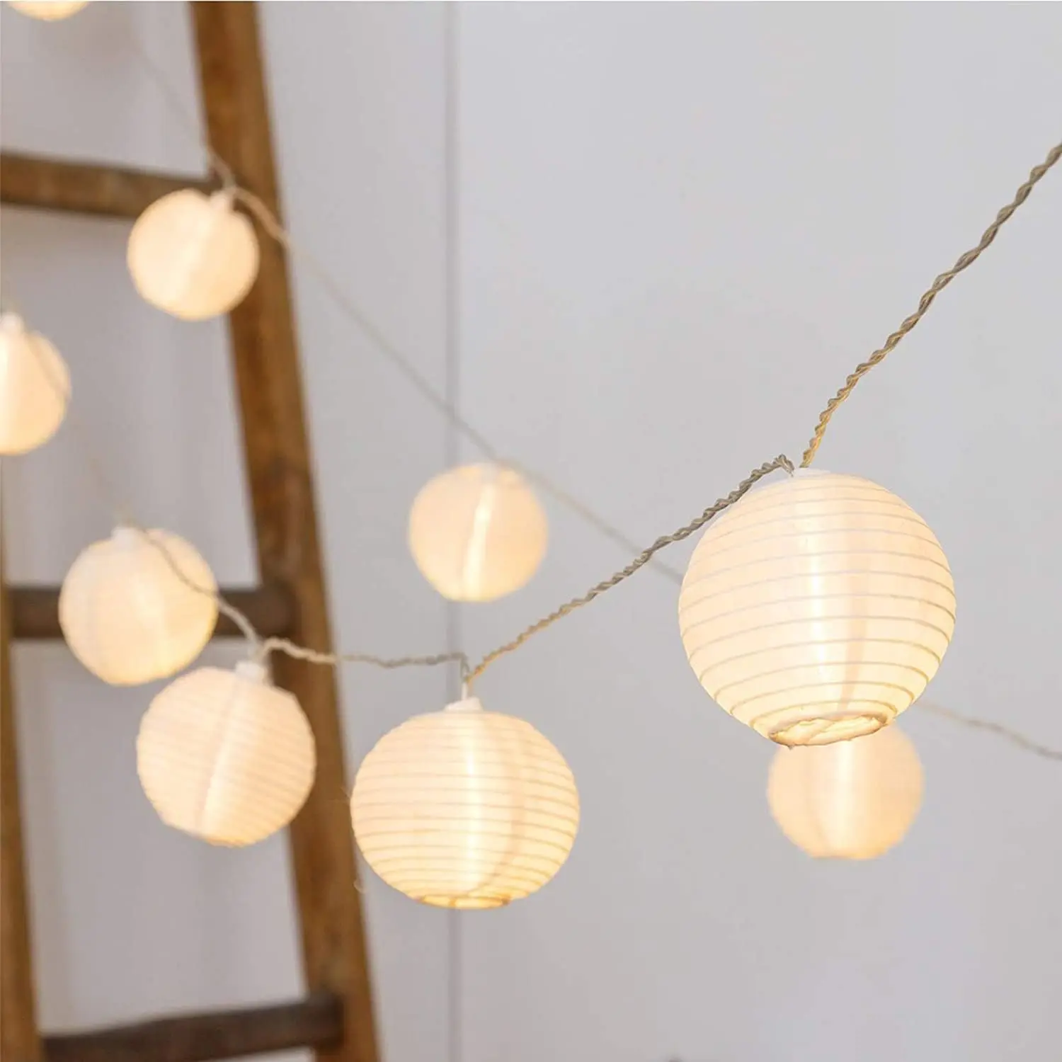9.84 ft Plug-in Waterproof Connectable Nylon Japanese Lantern String Lights - 0.6W AC Power Supply Party Supplies for Patio, Wedding Decor, Indoor Outdoor Home Improvement Lighting
