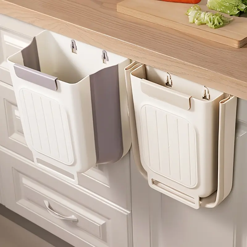 Foldable Heavy-Duty Plastic Home Trash Can - Narrow, Compact Kitchen Waste Bin with Locking Design, Under-Sink/Under-Counter Fit, Portable Trash Storage Can for RV Camping, Father's Day Gift