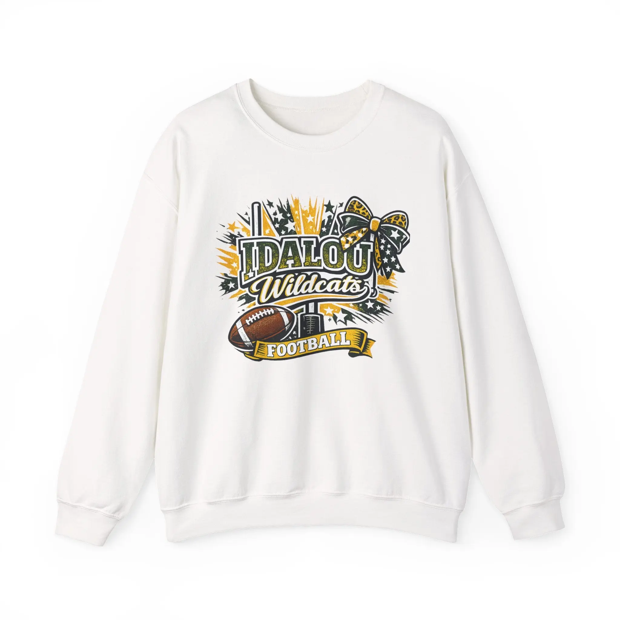 Women Idalou Wildcats Football Crewneck Sweatshirt