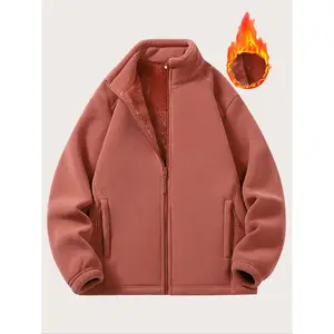 Women's Fleece Jacket, Fashion Casual Sporty Thick Warm Outdoor Coat, Zipper Pocket, Comfortable Spring Autumn Winter Soft Shell Cardigan