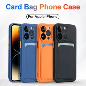Silicone Wallet Phone Case For iPhone 15 14 13 12 11 Pro Max Card Slot Shockproof Protection Cover 14 Plus 13 Pro Max Accessory
