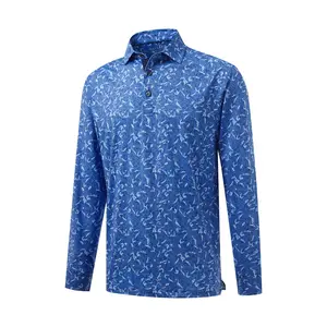 M MAELREG Mens Printed Golf Polo Long Sleeve Performance Fit Dry Fit Fall Golf Shirt Casual Athletic Top  Fashion Menswear