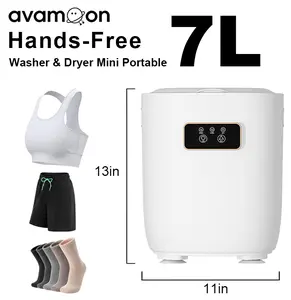 Avamoon 7L Portable Mini Washer & Dryer Hands-Free Auto-Sanitizing for Singles Washes Underwear Compact 7L Capacity Household Appliance