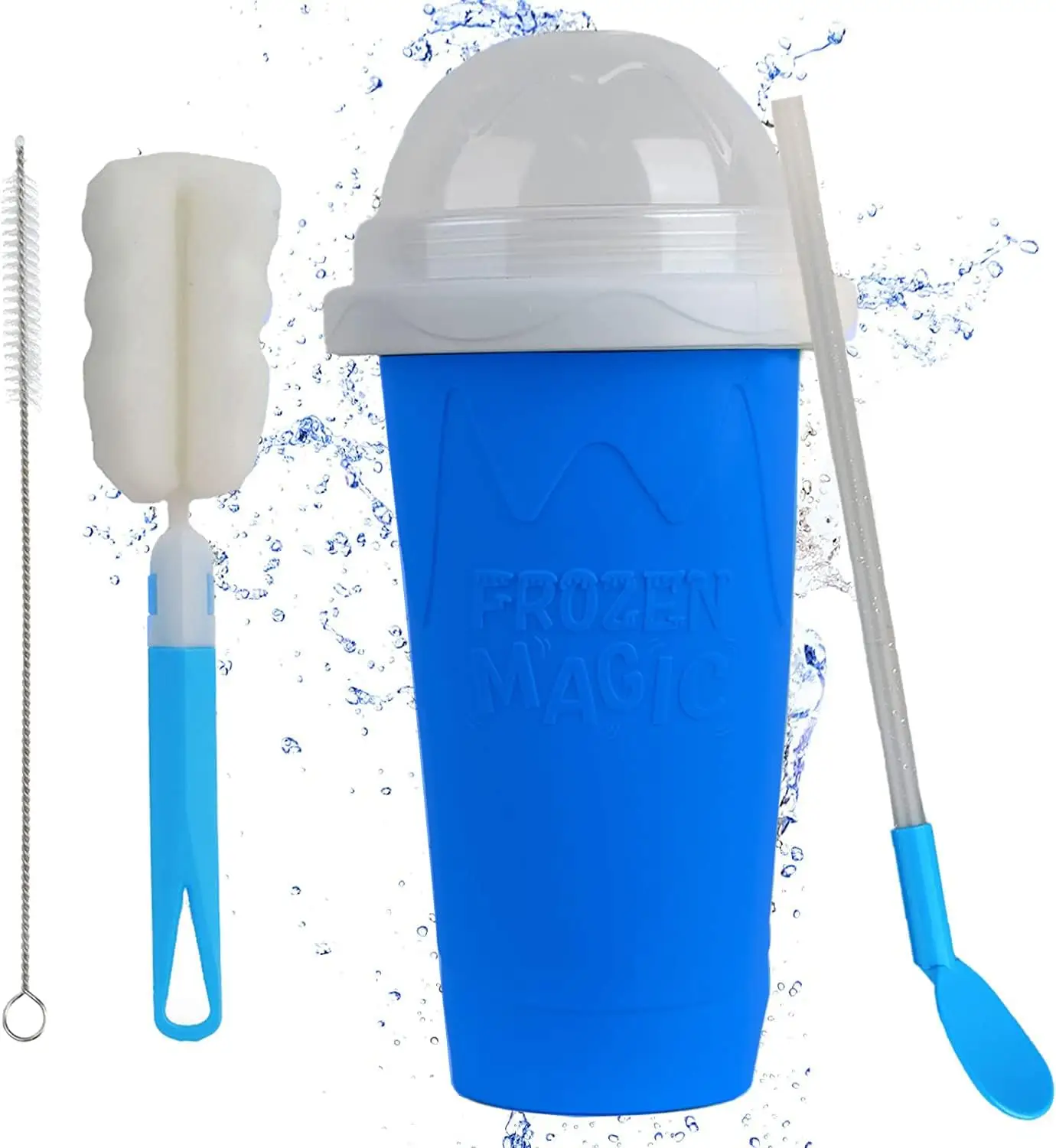 SLUSHY CUPS -SLUSHIE MAKER FOR ANY DRINK COMES WITH SPOON, LID, CLEANING BRUSH (ALL AGES) Kitchen Silicone Utensils Kids Straw Mug