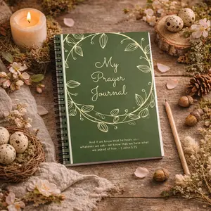 Green Prayer Journal with Scripture | Christian Devotional Notebook | Faith Journal for Women | Spiritual Reflection Gift