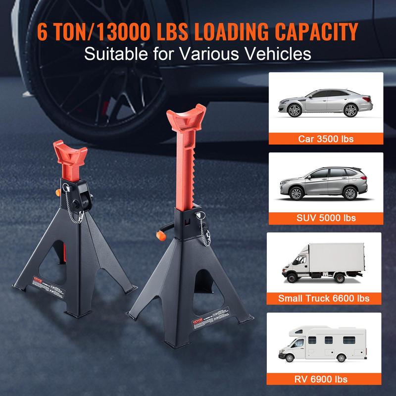 VEVOR Jack Stands, TikTokShopBlackFriday, 6 Ton (13,000 lbs) Capacity Car Jack Stands Double Locking, 14.2 -23 inch Adjustable Height, for lifting SUV, Pickup Truck, Car and UTV/ATV, Red, 1 Pair VEVOR Jack Stands, TikTokShopBlackFriday, 6 Ton (13,000 lbs) Capacity Car Jack Stands Double Locking, 14.2 -23 inch Adjustable Height, for lifting SUV, Pickup Truck, Car and UTV/ATV, Red, 1 Pair