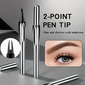 2 Point Pen Tip Eyebrow Pen with Dual Micro-Fork Tip Applicator Easy Liner for Brows Lashes Hairlines Waterproof Fade-Resistant Create Natural 3D Eyebrows