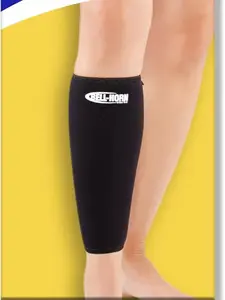 Bell-Horn Calf Support Sleeve - Black Compression Sleeve for Support - Product Image Shows Usage on Leg - Essential for Calf Care