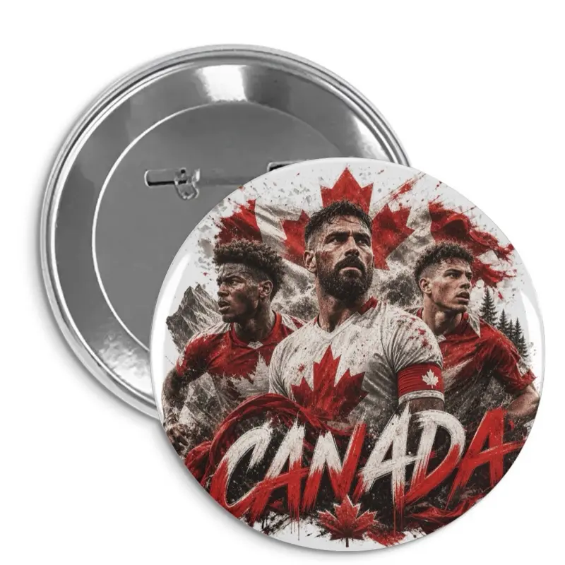 Canada Soccer Button Pin - Stylish Accessory for Celebrating Milestones - Versatile for Jackets & Bags - Perfect Gift - Two Buttons Included