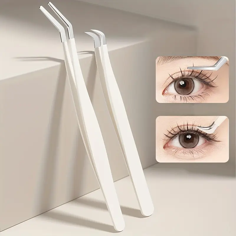 Eyelash Applicator Tool DIY Lash Tweezers Curved Eyelash Tweezers for Easy Lashes Application and Removal Eyelash Extension Tweezers