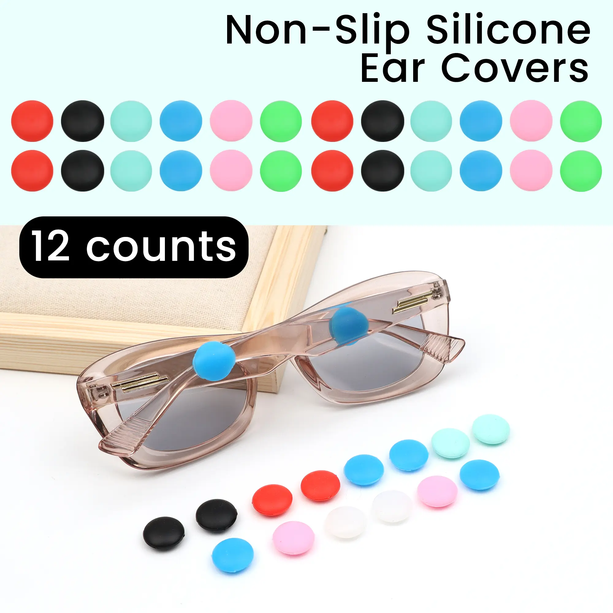 12 Counts Silica gel Eyeglasses Retainer, Anti-Slip Design Prevents Glasses from Slipping， Simple to Attach and Remove