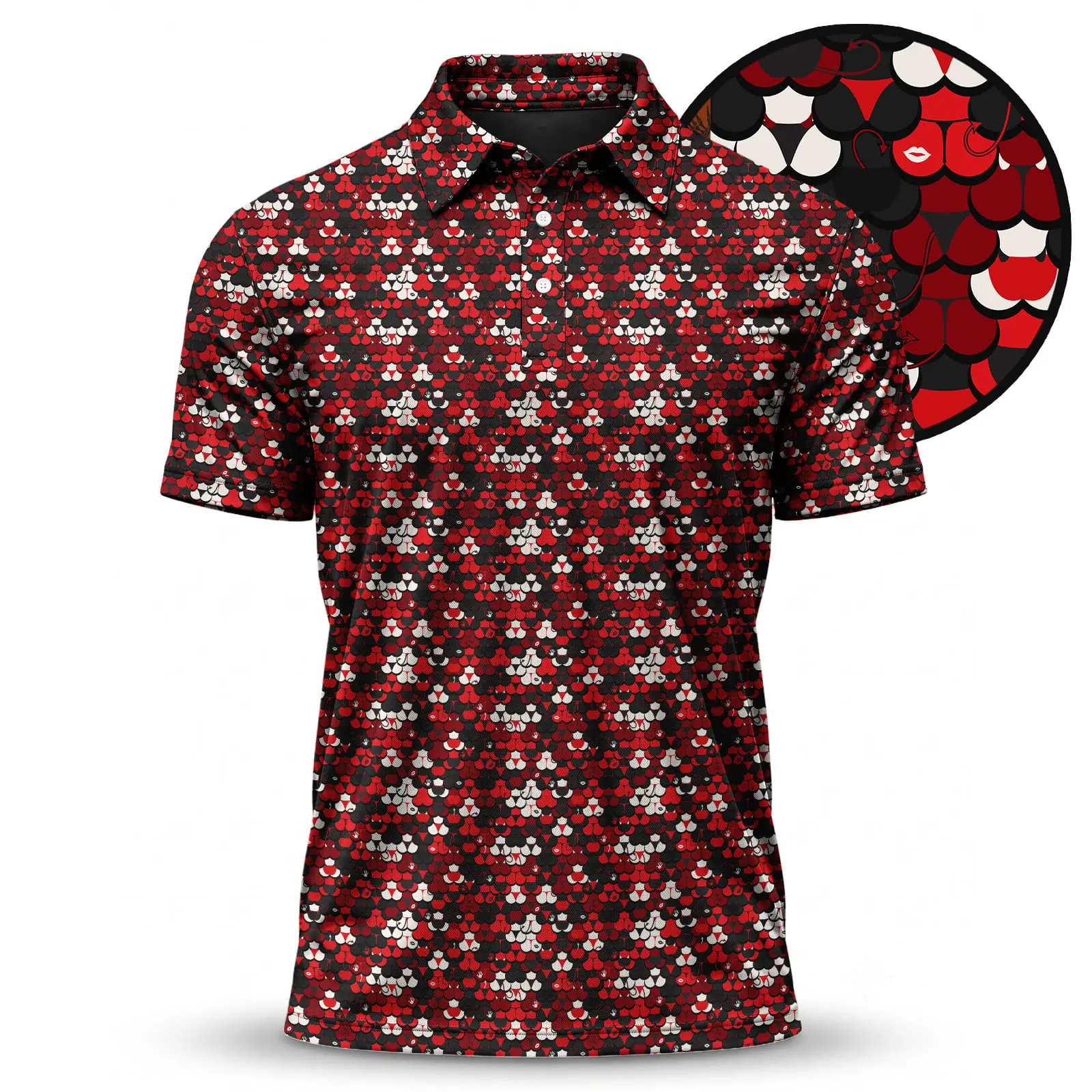 Halloween Devil's Polo Golf Shirt Short Sleeve Outdoor Casual Top Menswear Classic Print