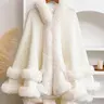 Luxury Faux Fur Hooded Cape Shawl, Warm and Comfortable for Air-Conditioned Rooms, Ideal for Daily Wear at Home and Parties, Fall Winter Shawl