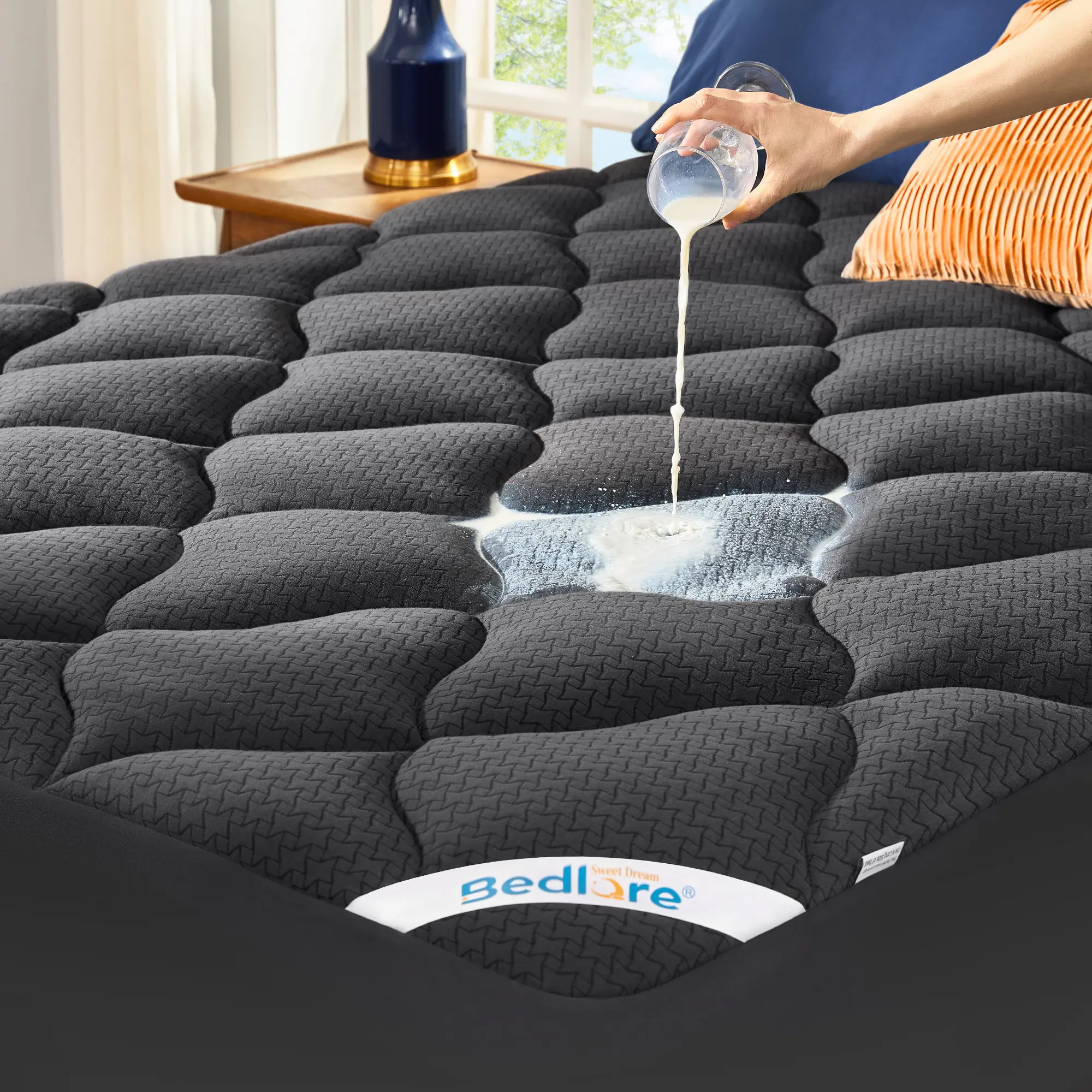 【BEDLORE】Waterproof Twin Mattress Pad, Quilted Fitted Mattress Topper with Deep Pocket 6"-15", Breathable & Noiseless Mattress Protector Bed Cover Padded, Machine Washable