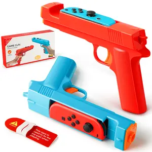 Gun Controller Compatible with Nintendo Switch/Switch OLED, Shooting Gun Controller for Switch, Gun for Nintendo Switch Hunting Games, 2 Gun Grips for Joy-Con(Blue + Red)