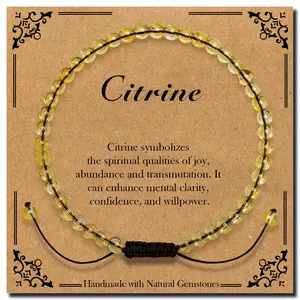 BONNY BOXX Braided Genuine Citrine Bracelet - Handcrafted Abundance Healing Crystal, Unisex Natural Gemstone Jewelry, Inspirational Gift with Card