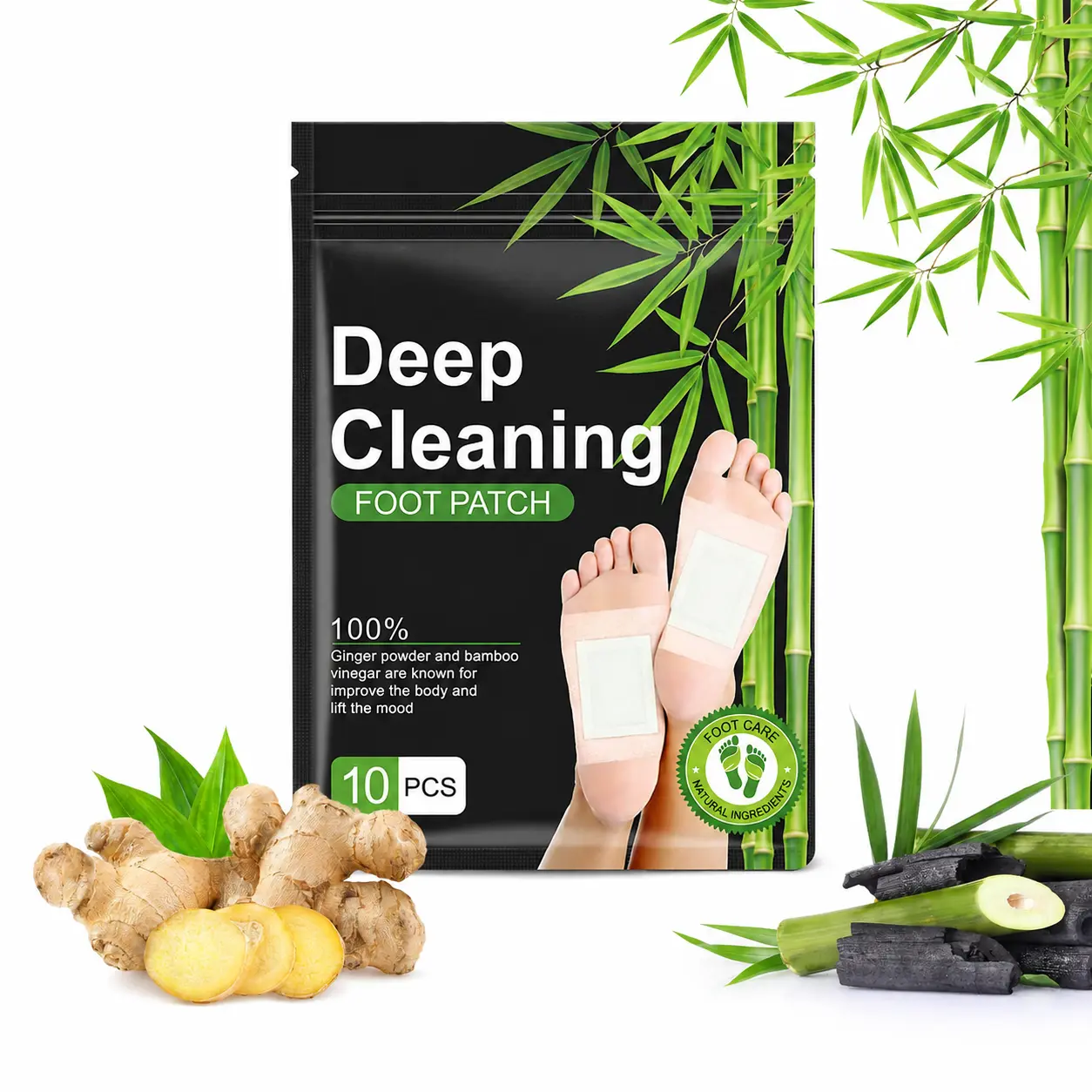 Ginger Bamboo Foot Patches,Plant-Based Foot Stickers,Soft and Gentle,Great for Everyday Comfort and Relaxation.