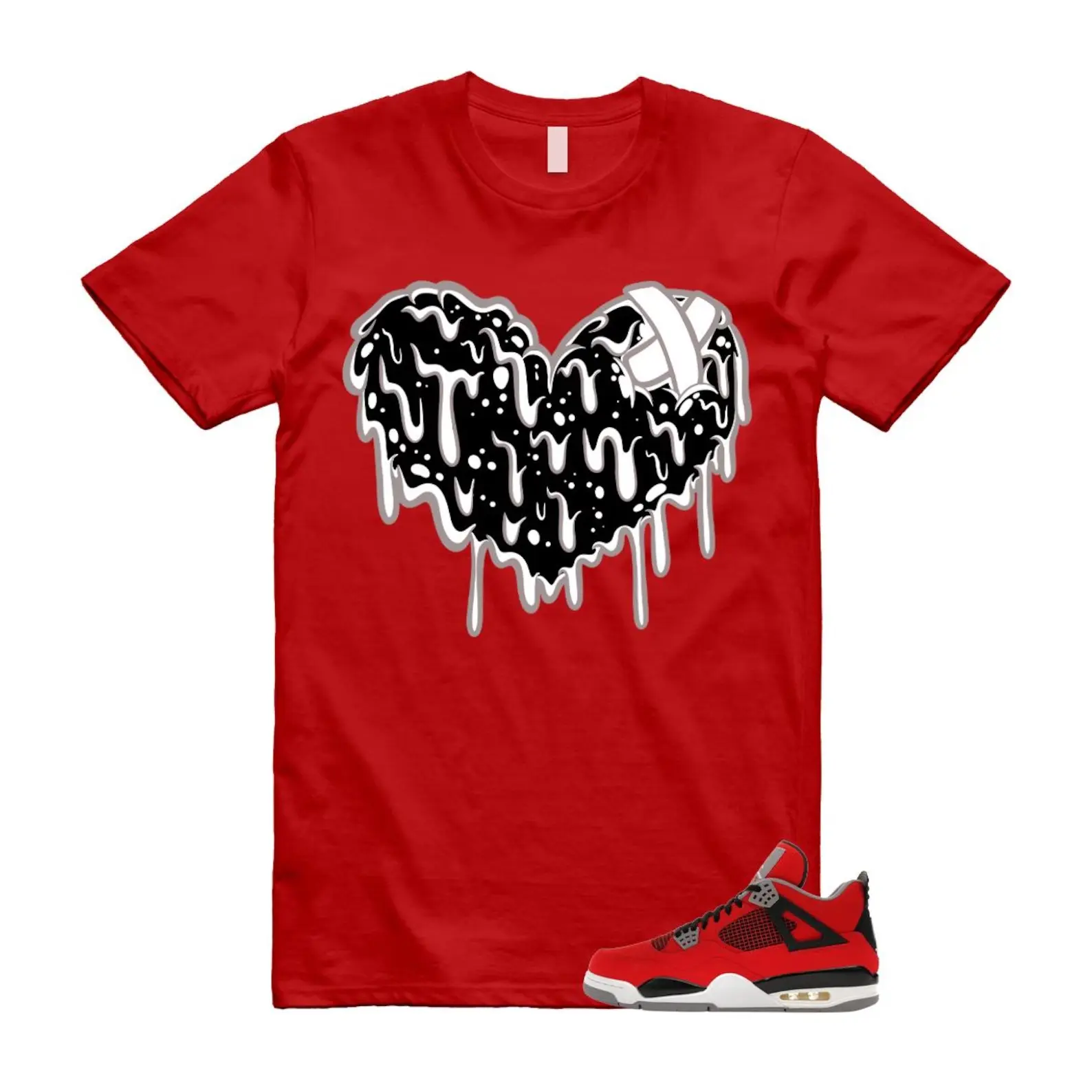 4 Fire Red Matching Shirt, Dripping Heart Graphic Tee, Rap HipHop Unisex T-Shirt, Gift For Women and Men, Best Gift