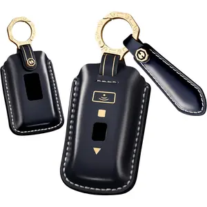 Smart Key Fob Cover Compatible with Rolls-Royce Cullinan Phantom Ghost Wraith Dawn Alcantara Suede Black Badg Real Leather Handmade Key Case with Exquisite Box(Blue)