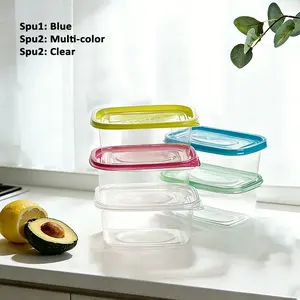 10pcs Food Storage Containers set with blue lids, food storage containers search driven title for kitchen organization, stackable reusable containers for grains meat fruits and vegetables, ideal for meal prep routines, pantry reset scenes, and daily home