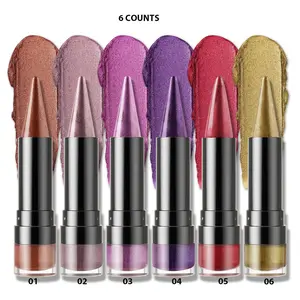 Long Lasting Glitter Lipstick, 6 Counts/set Multifunctional Shimmering Lip Liner, High Pigmented Lip Makeup Products for All Occasions, Gloss, Cosmetic