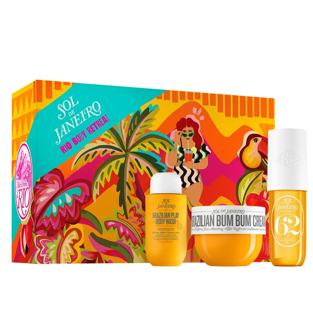 Sol de Janeiro Gift Set - Rio Body Retreat |   Brazilian Bum Bum Cream 5 fl oz., Brazilian Play Body Wash 3 fl oz., Cheirosa 62 Perfume Mist 3 fl oz.