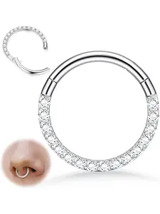 316L Nose Piercing Ring 18G Helix Piercing Jewellery Cartilage Earrings Conch Daith Helix Earrings with Cubic Zirconia Opal Stainless Steel Conch Nose Ring Piercing Spiral Nose Ring