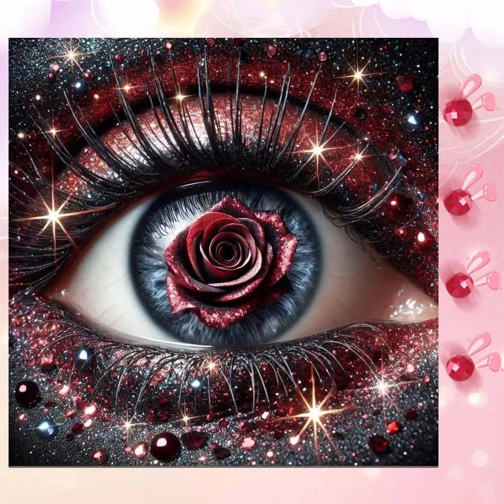 5D DIY Full Drill Round Diamond Painting - Diamond Art Kit Eyes, Roses, Sparkle Mosaic, Canvas - DIY Decorative Painting, Home Wall Decor, Suitable for Halloween and Christmas, Birthday, Anniversary and Handmade Gifts